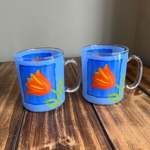 Vintage Arcoroc Tulip Mug - Blue